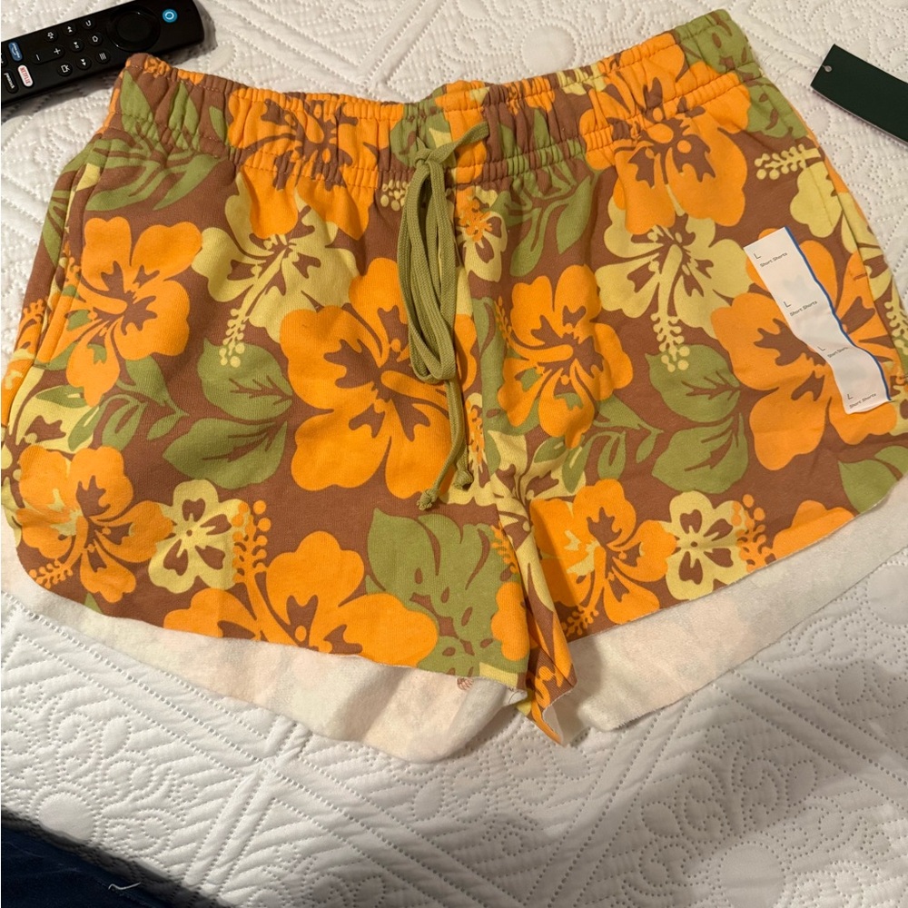 Wild Fable Athletic Shorts Orange and Green Vibrant Floral
